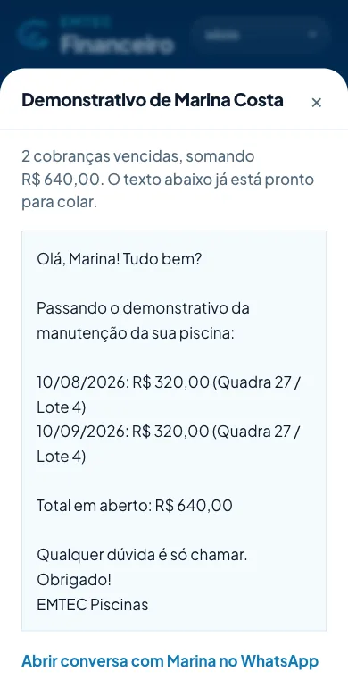 Tela de demonstração da plataforma EMTEC no celular
