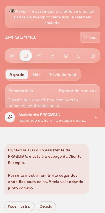 Tela do Portal do Cliente PRAGMMA no celular